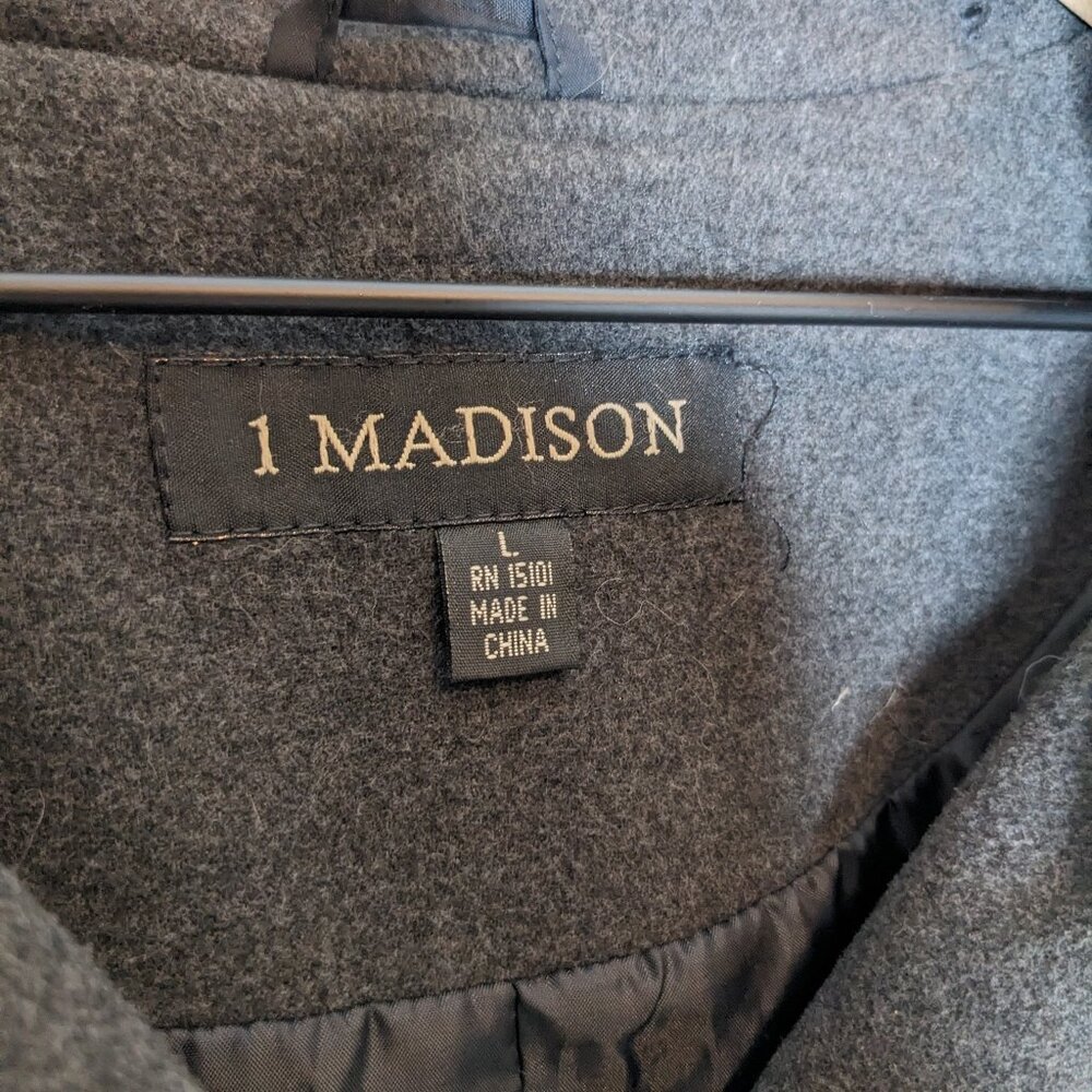 1 Madison Gray Grey Peacoat Pockets Detachable Hood Size Large Classic Outdoor - Picture 2 of 10